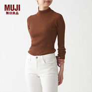 無(wú)印良品 MUJI 女式 寬羅紋 可水洗 半高領(lǐng)毛衣長(cháng)袖針織衫 BAA02A1A 磚紅色 S
