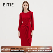愛(ài)特愛(ài)（EITIE）商場(chǎng)同款高級感長(cháng)袖收腰釘珠禮服包臀連衣裙秋新款敬酒服7177811 紅蔓61 L 165