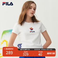 FILA 斐樂女裝官方女士短袖T恤夏季休閑運動內(nèi)搭t恤運動上衣 標(biāo)準(zhǔn)白-F51W328152FWT S （160/80A/S）