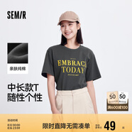 森馬短袖t恤女中長(zhǎng)款純棉休閑風(fēng)夏季寬松字母套頭衫101324100004