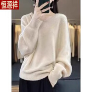 恒源祥2025年新新款毛衣秋冬寬松連帽毛針織衫女加厚蝙蝠袖毛絨衫 淺米色 均碼 建議80-145斤