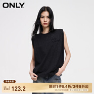 ONLYONLY夏季時(shí)尚簡(jiǎn)約圓領(lǐng)刺繡寬松背心無袖T恤女|124101084 H1Z 黑色 M 165/84A