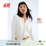 H&M女裝毛針織衫秋季薄款時(shí)尚法式慵懶短款打底衫m(xù)iu系開衫0579541 奶油色 M 165/96