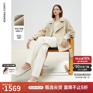 朗姿羊毛雙面呢赫本風(fēng)收腰短款大衣新款氣質(zhì)高級感毛呢外套 燕麥牛奶色 M