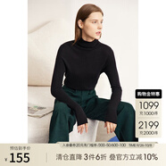 AMII2025秋季新款全羊毛毛衣堆堆領(lǐng)高領(lǐng)套頭上衣女打底針 黑色 S 155/80A
