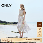 ONLY2025夏季新款浪漫飄逸紗裙A字無袖長裙連衣裙女|125207040 H3H瑞秋印花藍 L