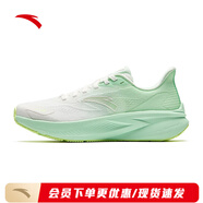安踏（ANTA）飛羽丨運動鞋女鞋夏季網(wǎng)面透氣緩震輕便休閑鞋學(xué)生體測跑步鞋子女 紙莎白/熒光赤道綠-1 37.5