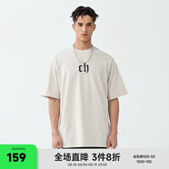 CHINISM  CH赤塵美式?jīng)龈兴俑啥绦鋞恤男士夏季潮流寬松休閑五分袖上衣 卡其色 （基礎(chǔ)款） 2XL