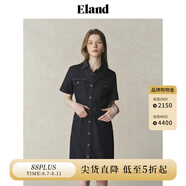 ELAND【100%棉】衣戀連衣裙女甜美H型微落肩中長款裙子25夏季新款 深牛仔色(57)D/Indigo L /170
