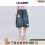 拉拉波波【快樂(lè )護衛隊系列】LALABOBO七分牛仔褲25年秋新款原創(chuàng  )松弛感褲子 M