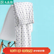 AB內衣純棉家居褲長(cháng)褲寬松男士皮筋高腰中年全棉薄夏印花睡褲休閑 藍灰魔方 XL