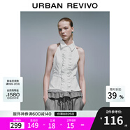 UR2025夏季新款女裝波嬉風(fēng)花邊露背無(wú)袖開(kāi)襟襯衫UYU250046 本白 (面料微透) M