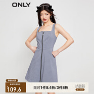 ONLY時尚百搭短款A(yù)字吊帶雪紡連衣裙女|123207028 H31尤琪藍白格 M 165/84A