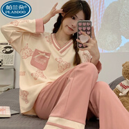 帕蘭朵睡衣女春秋季純棉韓版卡通長(cháng)袖大碼兩件套裝24秋冬款家居服可外穿 青色 OZM5525圖色 M碼(建議75-95斤)