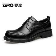 零度Zero官方皮鞋男2025新款舒適寬楦商務(wù)休閑鞋頭層牛皮寬腳大頭鞋 黑色【升級款8211】（偏大一碼） 39