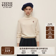 Teenie Weenie小熊女裝春季簡(jiǎn)約時(shí)尚休閑雙層高領(lǐng)針織毛衣打底衫 象牙白 M 165