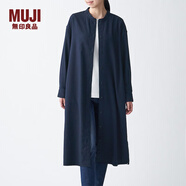 無(wú)印良品 MUJI 女式 新疆棉法蘭絨 立領(lǐng)連衣裙 BCL24C0A 深海軍藍 XS-S