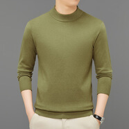 LESS IS MORE利郎官方旗艦秋青年男士針織衫毛衣純色半高領(lǐng)男裝毛衣大量備貨 豆綠 L 170/84A--