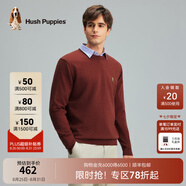 Hush Puppies暇步士男裝秋基礎(chǔ)款多色百搭圓領(lǐng)羊毛混紡針織衫 051中紅2 L