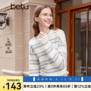 百圖betu女裝秋冬新款毛衣高級感條紋寬松慵懶風(fēng)毛衣女2310D08 藍色 M