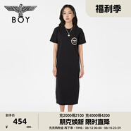 BOY LONDON【夏日畫廊】夏女士長裙顯瘦開叉寬松黑色連衣裙W17703 黑色 L
