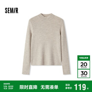 森馬（Semir）毛衣女冬季舒適緊身半高領(lǐng)正肩純色羊毛衫顯瘦打底衫101724107003
