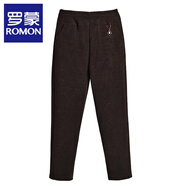 羅蒙（ROMON）媽媽裝加絨褲女燈芯絨秋冬款加厚寬松大碼高腰直筒長褲中老年女裝 咖啡色春秋款 5XL 建議155-175斤
