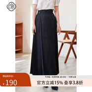 固執(zhí)（OBSTINATE）【特價】新款中式復(fù)古馬面裙百褶氣質(zhì)款一片式長款半身裙 黑色 XL 175/76A