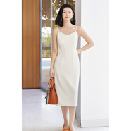 米思陽（missshine）2025夏季新款知性優(yōu)雅吊帶裙立體廓形顯瘦氣質內搭洋裝女 米杏色現(xiàn)貨直發(fā) S