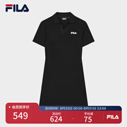 FILA 斐樂(lè)官方女子針織連衣裙時(shí)尚修身POLO領(lǐng)短袖裙子 正黑色-BK XL (175) 92A