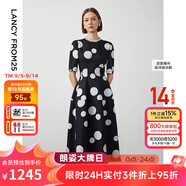 朗姿【Basic衣櫥】小香風(fēng)法式赫本風(fēng)波點(diǎn)裙子女夏新款連衣裙 本白色2 2XL