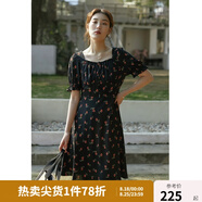 獨束大碼女裝抽繩設計碎花連衣裙女夏季新款胖mm法式茶歇裙 短款 XL