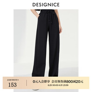 迪賽尼斯（DESIGNICE）2024年春季新款通勤風(fēng)簡(jiǎn)約寬松高腰衛(wèi)褲百搭黑色休閑褲女 黑色 S