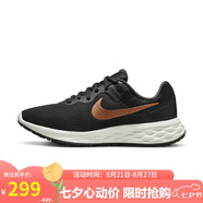 耐克NIKE跑步鞋女子透氣REVOLUTION 6低幫運(yùn)動鞋DC3729-009黑金39