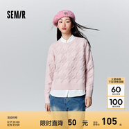 森馬毛衣女冬寬松時(shí)尚氣質(zhì)圓領(lǐng)針織衫優(yōu)雅千鳥(niǎo)格套頭衫女裝內搭 紅色調00366 165/88A/L