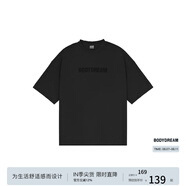 BODYDREAM索羅娜涼感短袖男夏季重磅破洞情侶裝t恤五分袖休閑上衣 黑色（涼感） XL