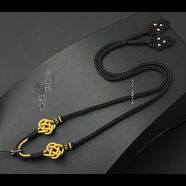 品晶記（PINJINGJI）品晶記diy配飾項鏈金銀玉墜吊墜掛件掛墜手工編織佛牌掛脖繩子藏 3mm股線雙金四葉草黑繩