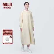無印良品（MUJI）女式 木棉混雙層紗織長袖連衣裙長裙裙子襯衫裙 BC2IOC4S 原色 M 160/84A