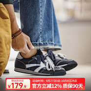 馬登男鞋 復古慢跑鞋男2025新款秋季阿甘德訓鞋百搭潮鞋運動(dòng)休閑鞋子 深墨黑 全皮鞋面 馬登工裝 40 (250mm)