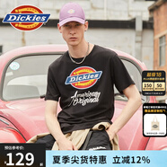 dickies 純棉短袖T恤男 情侶男女同款 印花休閑百搭上衣7087 7087黑色 常規 L