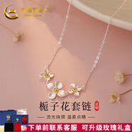 中國黃金（CHINA GOLD）原創(chuàng)乾佳999足銀梔夏時光系列套裝甜美百搭獨(dú)特溫柔鎖骨鏈代發(fā) 足銀梔子花套鏈 無規(guī)格