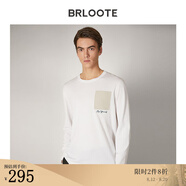 巴魯特（Brloote）棉長(cháng)袖T恤男撞色貼袋刺繡打底體恤春夏 白色 170/90A