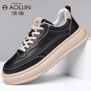 澳倫（aolun）男鞋秋季新款透氣增高板鞋 黑色 39
