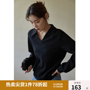獨束大碼女裝改良式復(fù)古V領(lǐng)寬松衛(wèi)衣女秋冬新款胖mm顯瘦百搭上衣 活性黑(dy) L