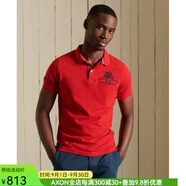 superdry極度干燥男士夏季立領(lǐng)短袖T恤透氣舒適合體 RED M