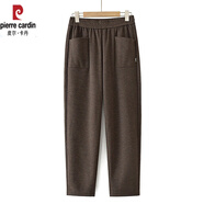 皮爾卡丹（pierre cardin）中老年女裝新款毛呢褲50-60歲大碼媽媽裝小腳褲休閑褲咖色XL (90-105斤)