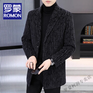 羅蒙（ROMON）秋冬款中年毛呢大衣男士外套西裝領(lǐng)金貂絨休閑中長款風(fēng)衣男爸爸裝 P-863款深灰色(單款) XL 180 體重120-140斤