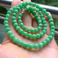 寶札高端緬甸滿(mǎn)陽(yáng)綠翡翠色項鏈冰糯種滿(mǎn)綠色翡翠色項鏈女款圓珠玉項鏈 蘋(píng)果綠6MM