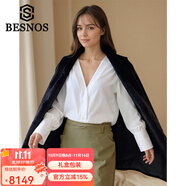 BESNOS意大利品牌水貂皮大衣女短款整貂皮草外套貂絨2025年冬季新款V領(lǐng) 黑色 XL
