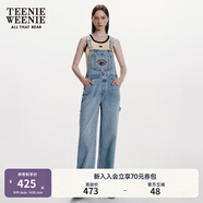 Teenie Weenie小熊女裝春裝休閑棉質(zhì)舒適牛仔褲背帶褲女士長(zhǎng)褲 淺藍(lán)色 L (170)